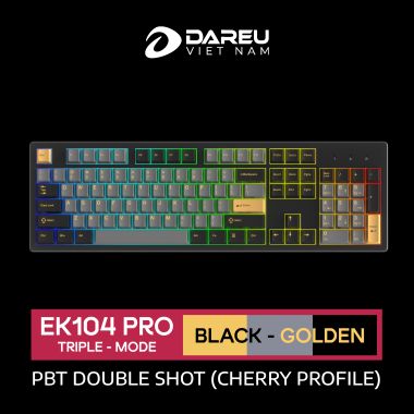 Bàn Phím Cơ Không Dây DAREU EK104 PRO - BLACK GOLDEN