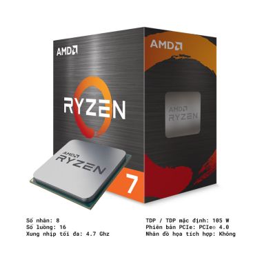 Bộ vi xử lý AMD Ryzen 7 5800X / 3.8GHz Boost 4.7GHz / 8 nhân 16 luồng / 32MB / AM4