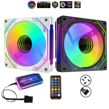 Bộ quạt tản nhiệt, fan case COOLMOON F3 Led vô cực ARGB Black / White + hub và remote