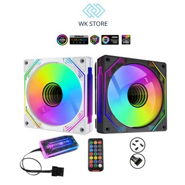 Bộ quạt tản nhiệt, fan case COOLMOON F3 Led vô cực ARGB Black / White + hub và remote