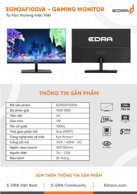 Màn hình máy tính EDRA EGM24F100VA 24 inch FullHD 100hz