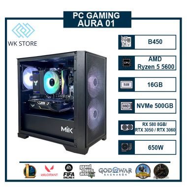 Thùng PC AURA 01 | Ryzen 5 5600, 16GB Ram | VGA RX 580/3050/3060