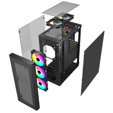 Vỏ Case máy tính MIK AION 3FA Black / White ATX Kèm 3 Fan ARGB Sync