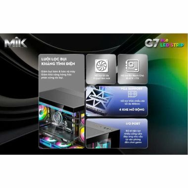 Vỏ Case MIK G7 Led Strip Black | ITX/ M-ATX
