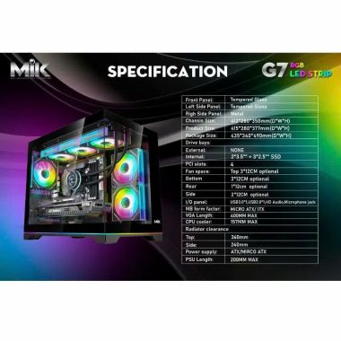 Vỏ Case MIK G7 Led Strip Black | ITX/ M-ATX