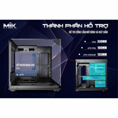 Vỏ Case MIK G3 Prism Glass Mini Black | ITX, M-ATX