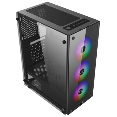 Vỏ Case máy tính Xigmatek Hero 3F, ATX, 2 mặt kính cường lực, Kèm 3 Fan LED RGB Auto