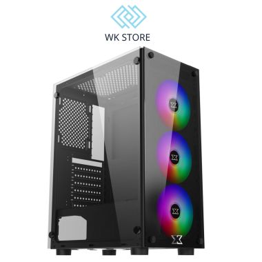 Vỏ Case máy tính Xigmatek Hero 3F, ATX, 2 mặt kính cường lực, Kèm 3 Fan LED RGB Auto