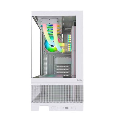 Vỏ case máy tính bàn MIK Lumine 4FA - Trắng / Đen, kèm 4 fan ARGB