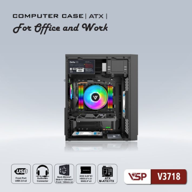 Vỏ case Văn Phòng VSP V3718 | ATX | No fan