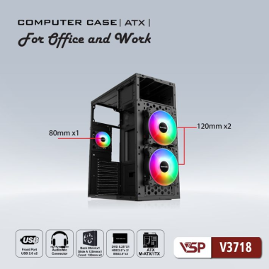 Vỏ case Văn Phòng VSP V3718 | ATX | No fan
