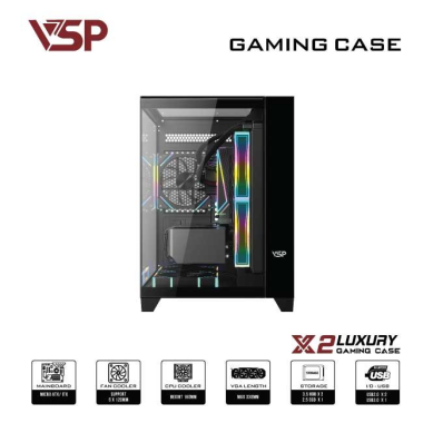 VỎ CASE VSP X2 LUXURY | Middle Tower, M-ATX | No Fan