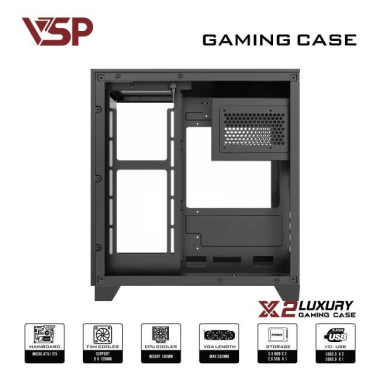 VỎ CASE VSP X2 LUXURY | Middle Tower, M-ATX | No Fan