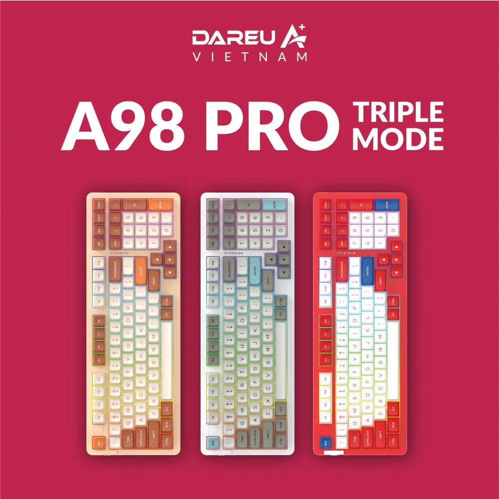 BÀN PHÍM CƠ KHÔNG DÂY DAREU A98 PRO (BT 5.0, 2.4G, HOTSWAP)