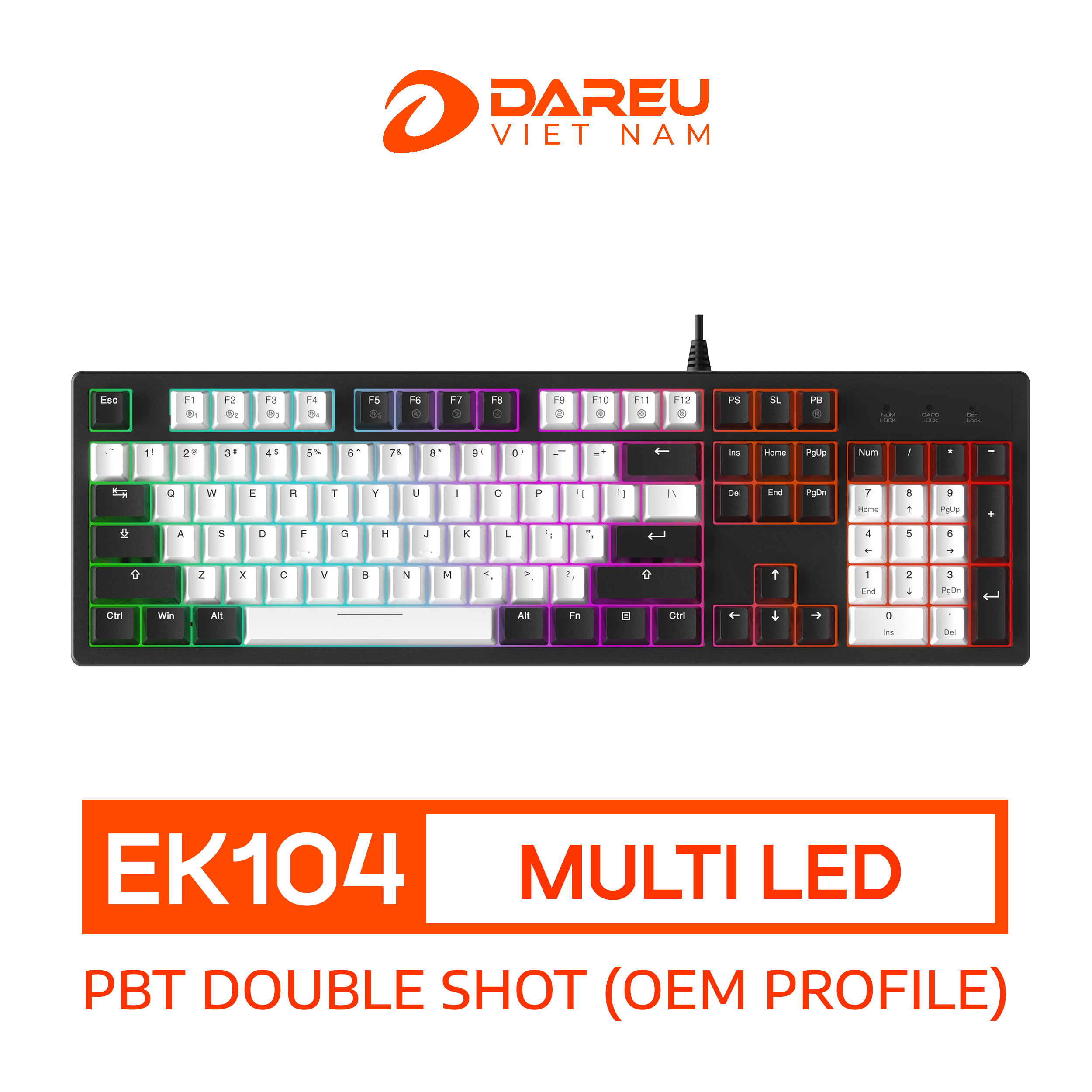 Bàn Phím Cơ DAREU EK104 WHITE x BLACK