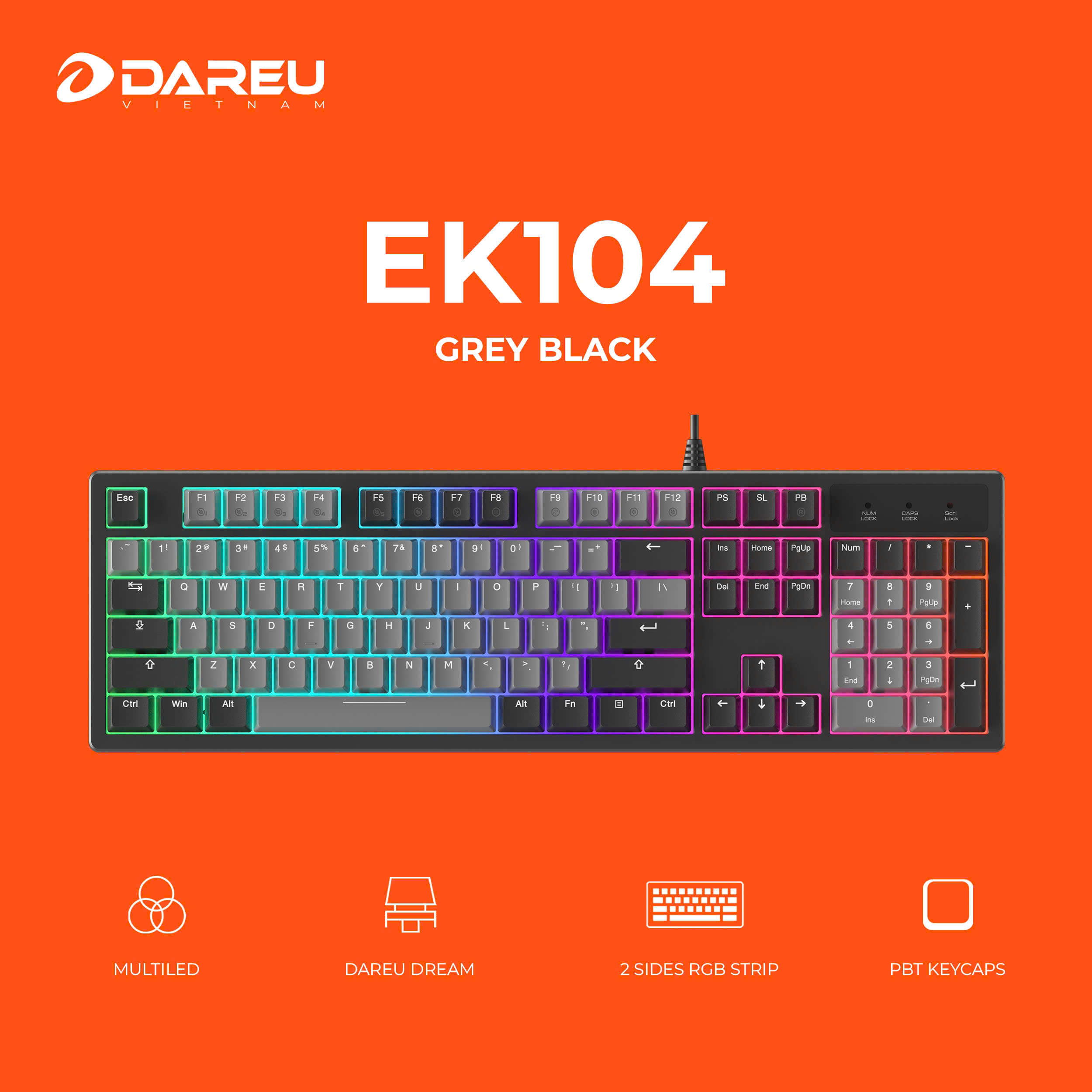 Bàn Phím Cơ DAREU EK104 GREY x BLACK