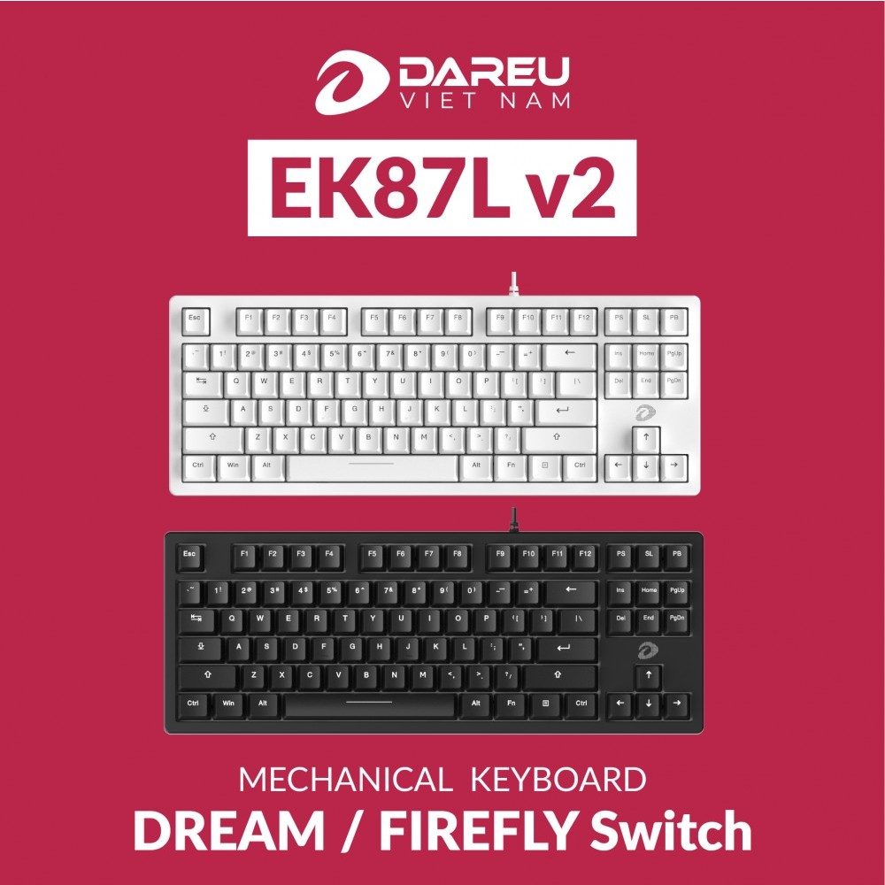 Bàn Phím Cơ DareU EK87L V2 Dream / Firely Switch Trắng / Đen Không LED