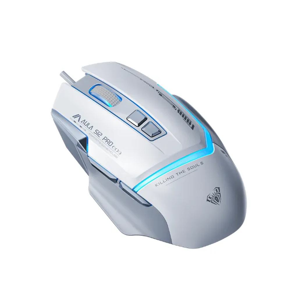 Chuột Gaming Aula S12 Pro Black /White (LED RGB/ 12800DPI)