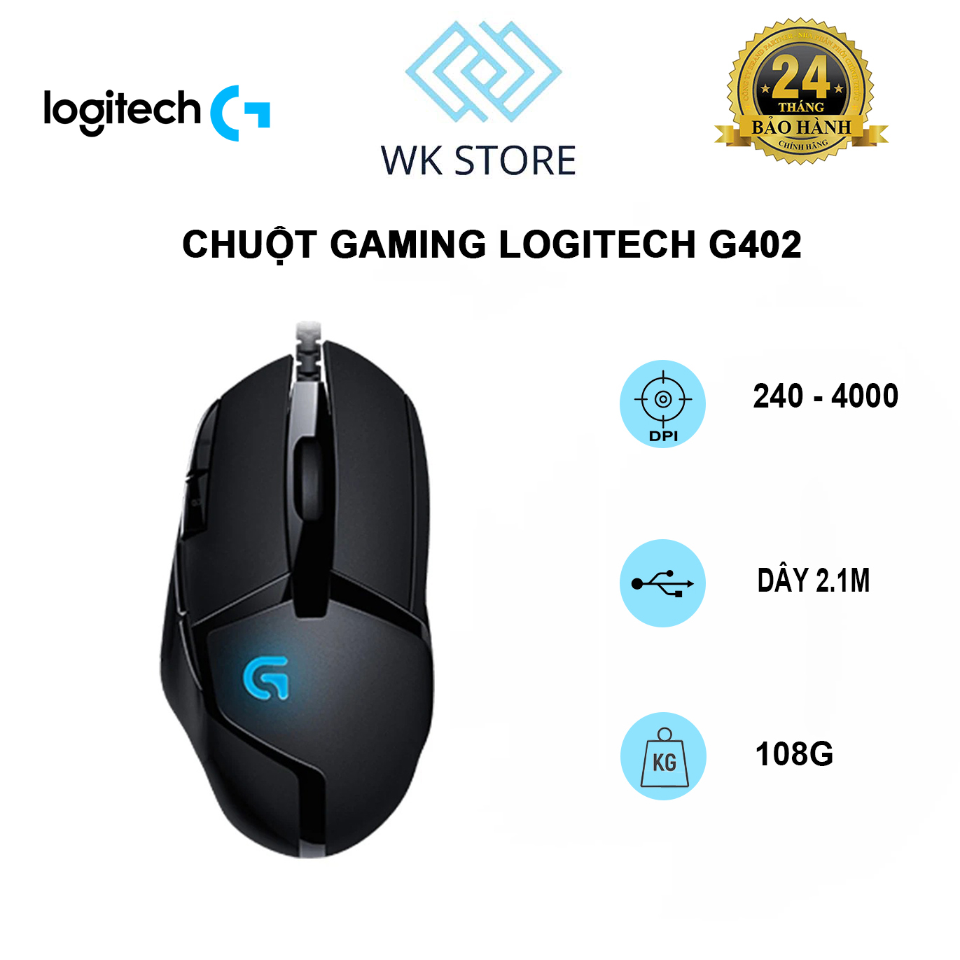 Chuột gaming Logitech G402 Hyperion Fury