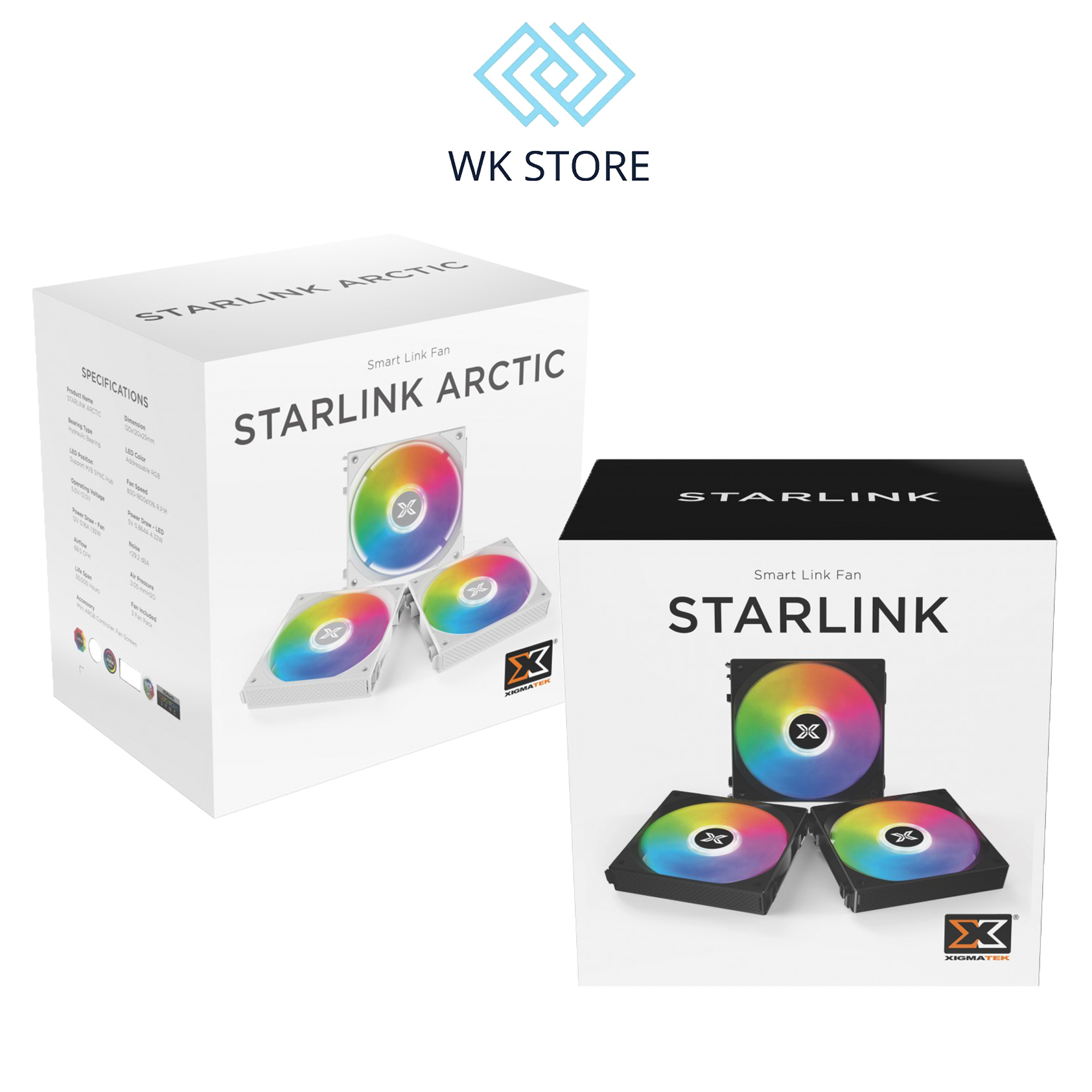 Bộ 3 Quạt tản nhiệt fan case XIGMATEK STARLINK ARGB, MODULAR DESIGN Đen / Trắng