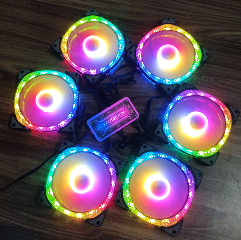 Bộ quạt tản nhiệt fan case máy tính Basic U1 cắm Hub Quạt Coolmoon RGB Đen/Trắng