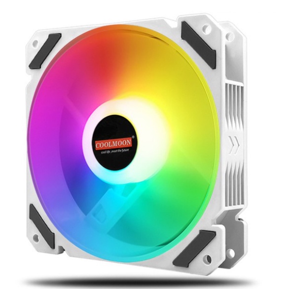 Bộ quạt tản nhiệt, fan case Coolmoon Y2 LED RGB + hub và remote - TRẮNG