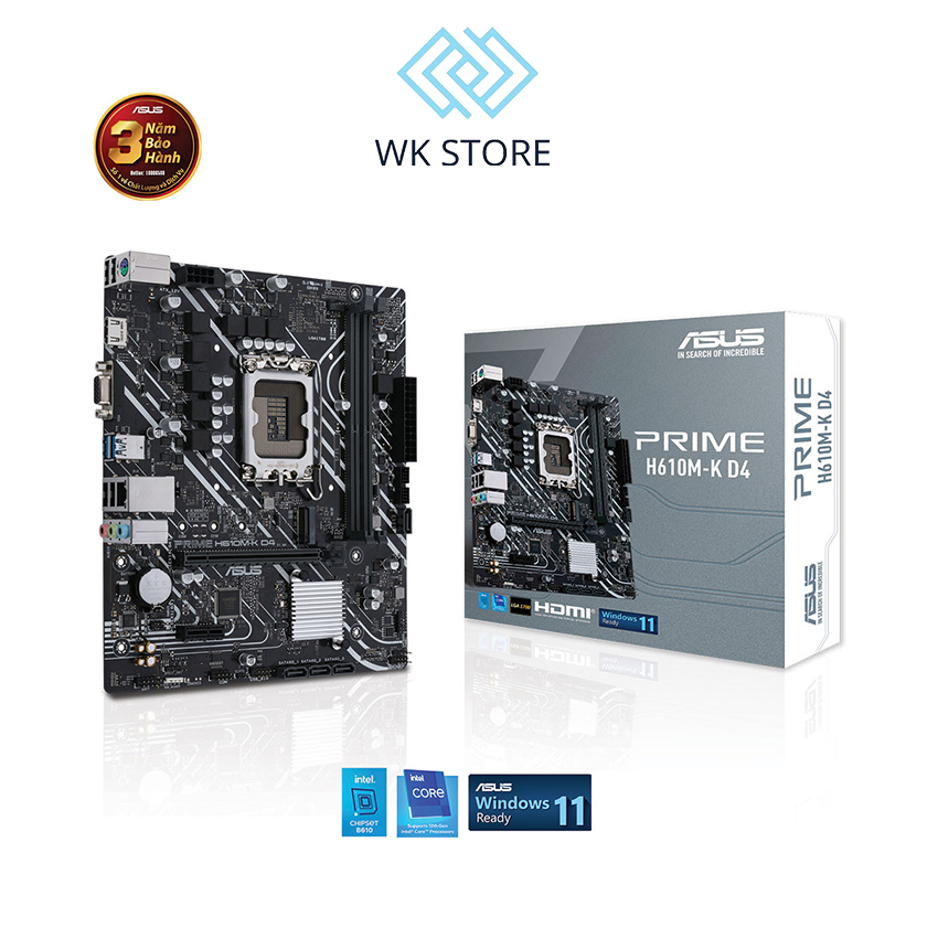 Bo mạch chủ mainboard Asus Prime H610M-K D4 LGA 1700 DDR4