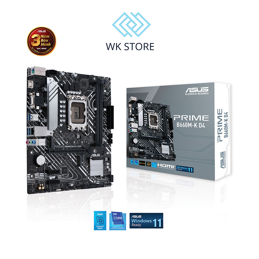 Bo mạch chủ Asus PRIME B660M-K D4 (LGA 1700)