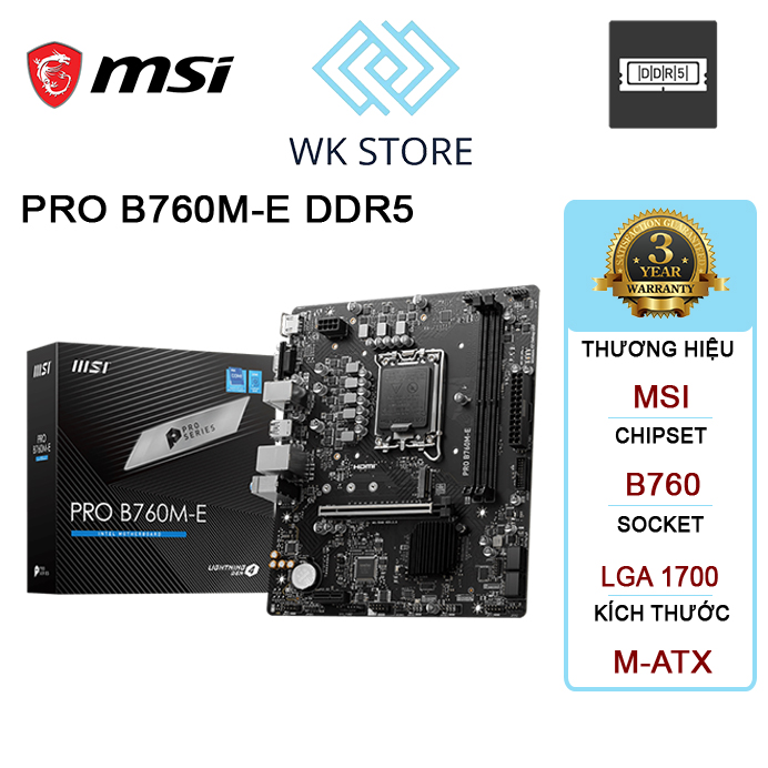 Mainboard MSI PRO B760M-E DDR5
