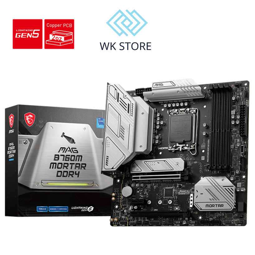 Bo mạch chủ Mainboard MSI MAG B760M MORTAR / MORTAR WIFI DDR4 (LGA1700 | mATX | 4 Khe RAM)