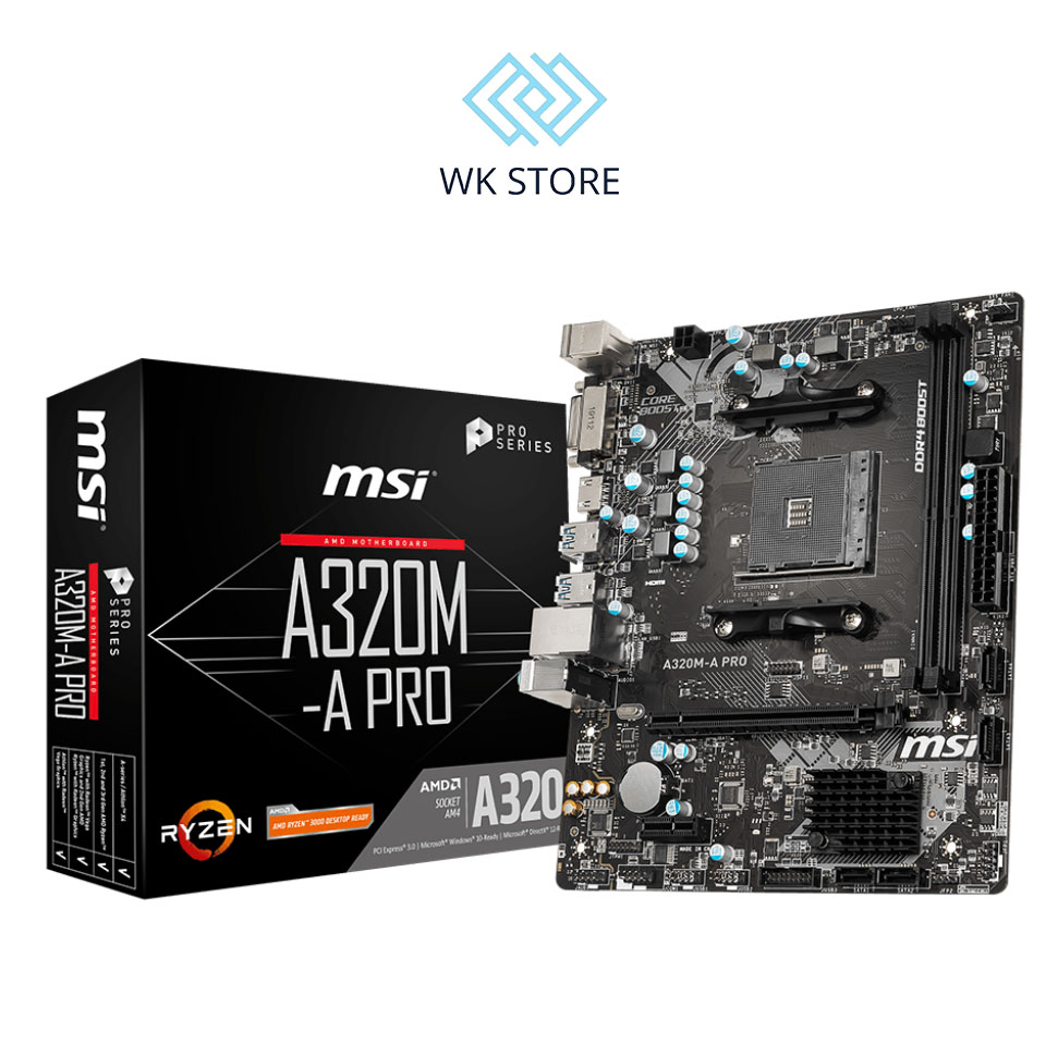 Mainboard Bo mạch chủ MSI A320M A PRO (AMD A320, Socket AM4, m-ATX, 2 khe RAM DDR4)