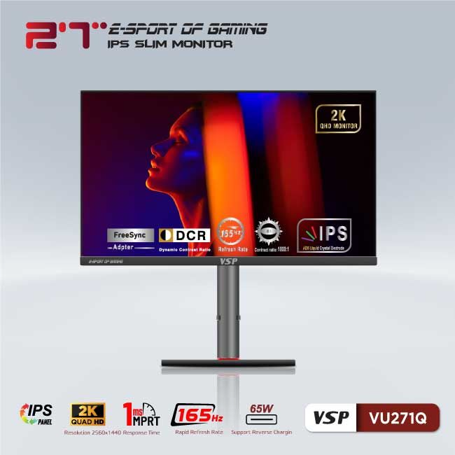 Màn hình phẳng VSP VU271Q | 27inch | 2K | QHD | eSport Gaming