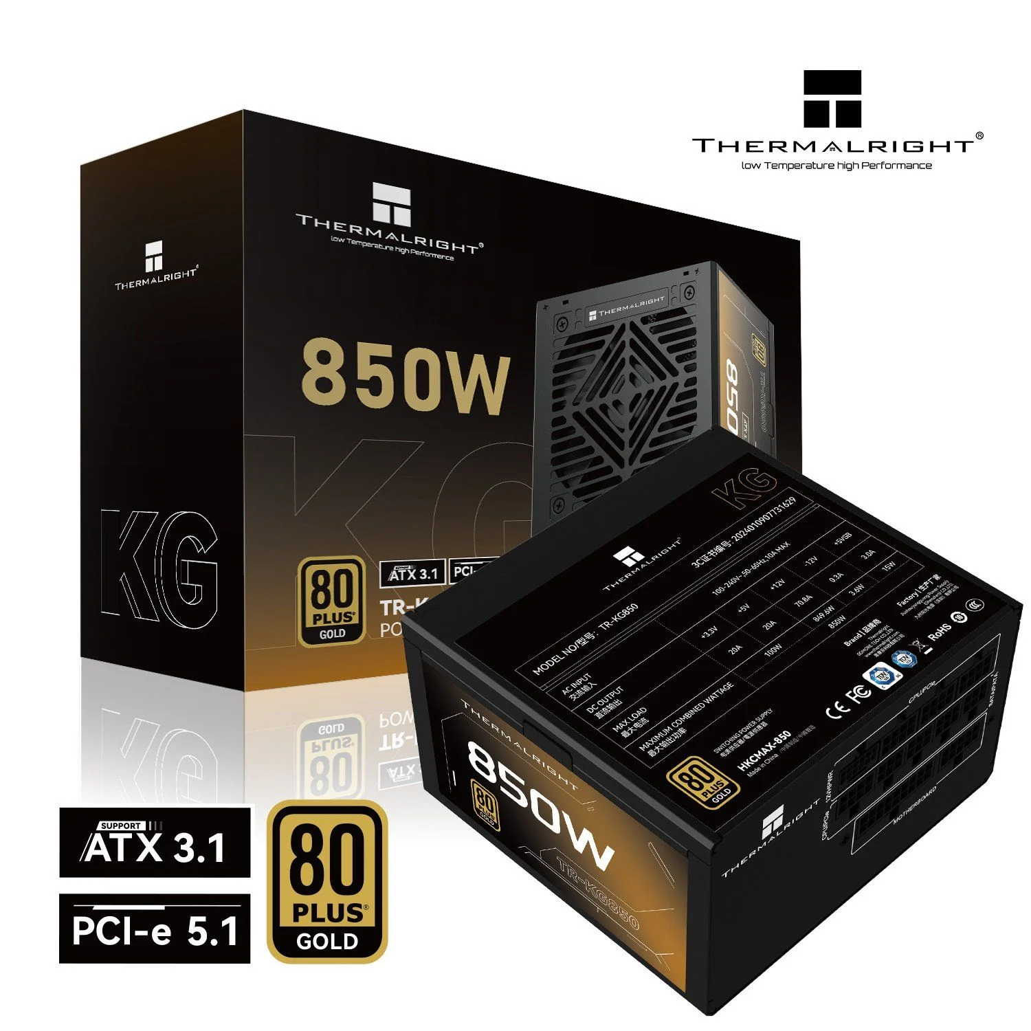 NGUỒN THERMALRIGHT TR-KG850 | 850W 80 Plus Gold