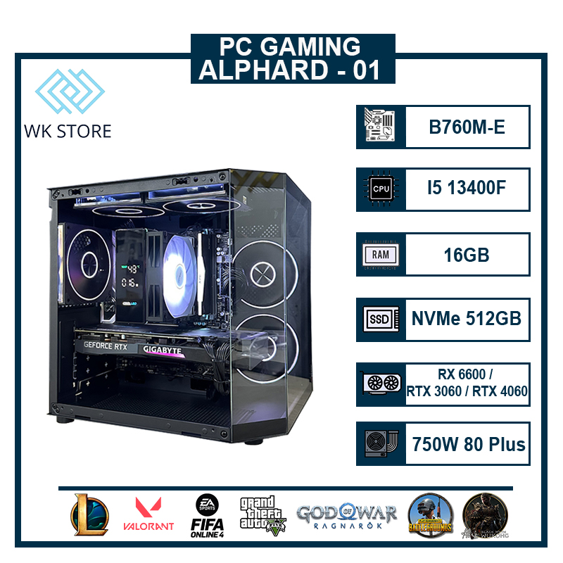 PC Gaming Alphard 01 | I5 13400F, 16GB Ram, VGA RX 6600/ RTX 3060/ 4060