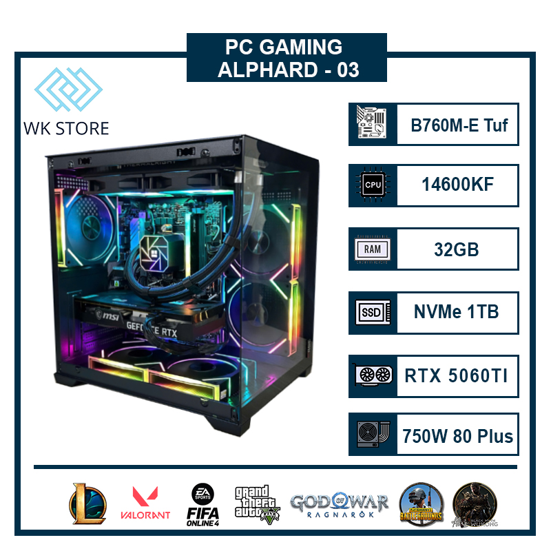 PC Alphard 03 | I5 14600KF, 32GB Ram, SSD 1TB, VGA RTX 4060/ 4060Ti/ 5060 Ti