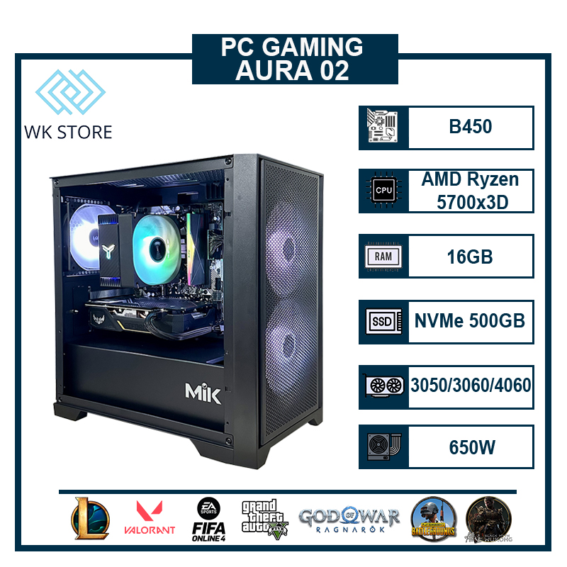 PC AURA 02 | Ryzen 7 5700x3D, 16GB Ram | RTX 3050/ 3060/ 4060