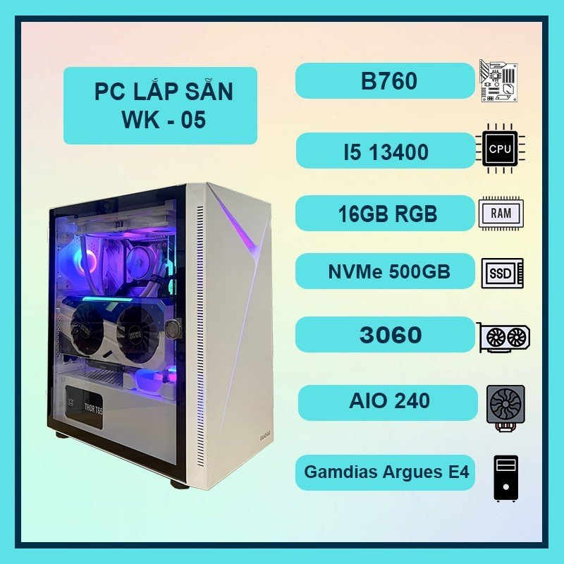 PC Gaming WK-05 Core i5 13400 , Ram 16GB, VGA 3060