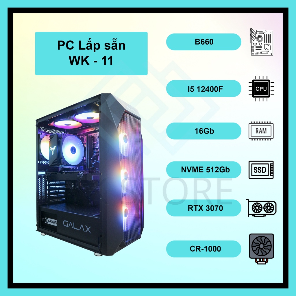 PC Gaming cấu hình cao WK-11 I5 12400F, 16GB Ram, VGA RTX 2060/3060