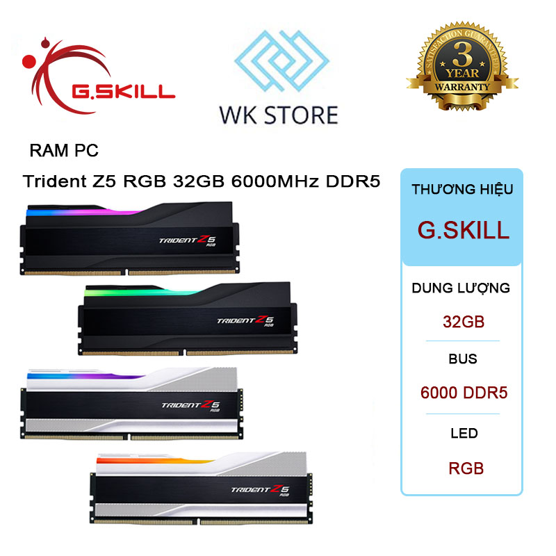 Ram G.SKILL Trident Z5 RGB 32GB | 6000MHz, DDR5, 16GBx2