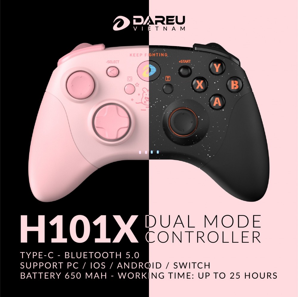 Tay cầm game DareU H101X Wireless Back ( Black / Pink)