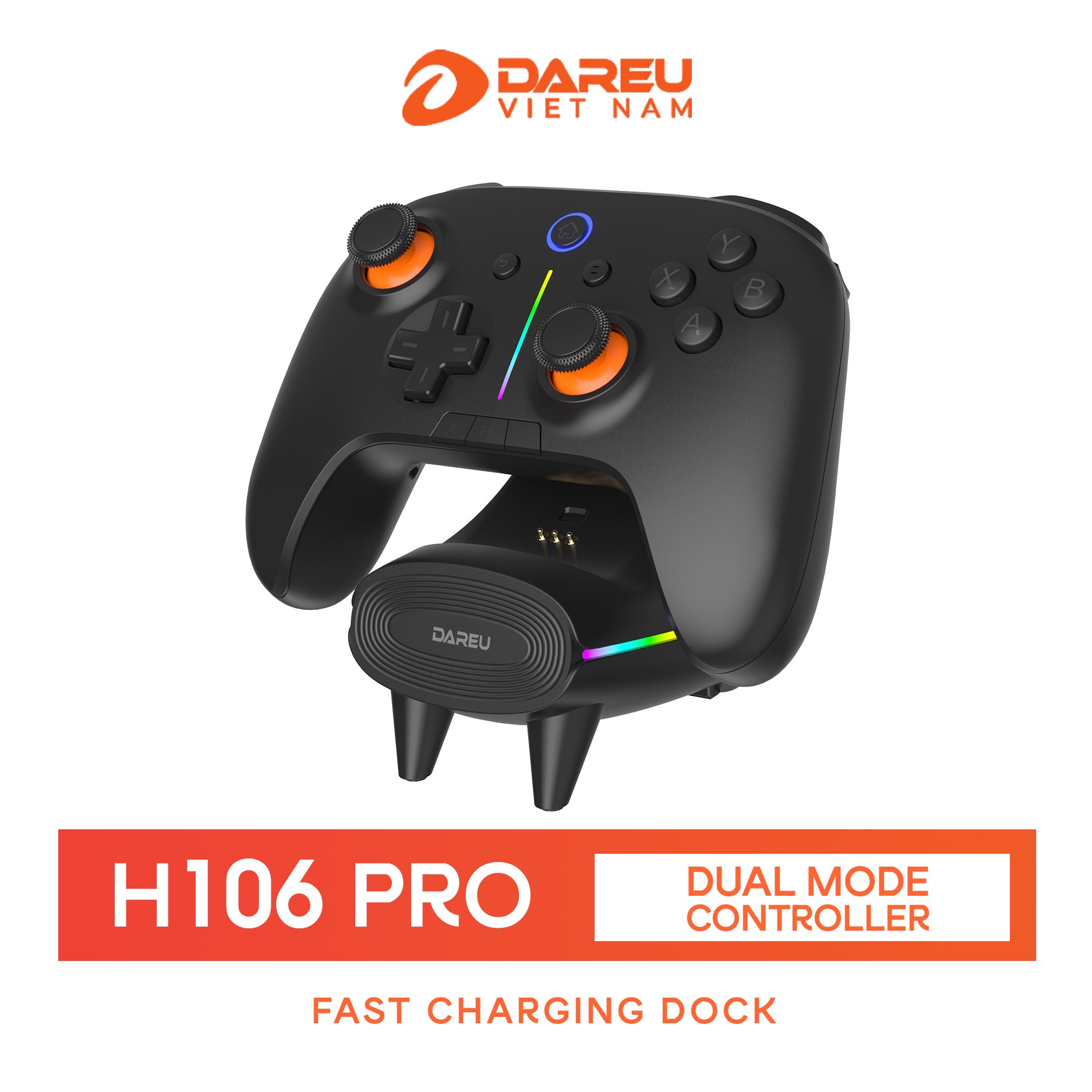 Tay cầm chơi game DAREU H106 PRO – Kết nối không dây | Dock sạc