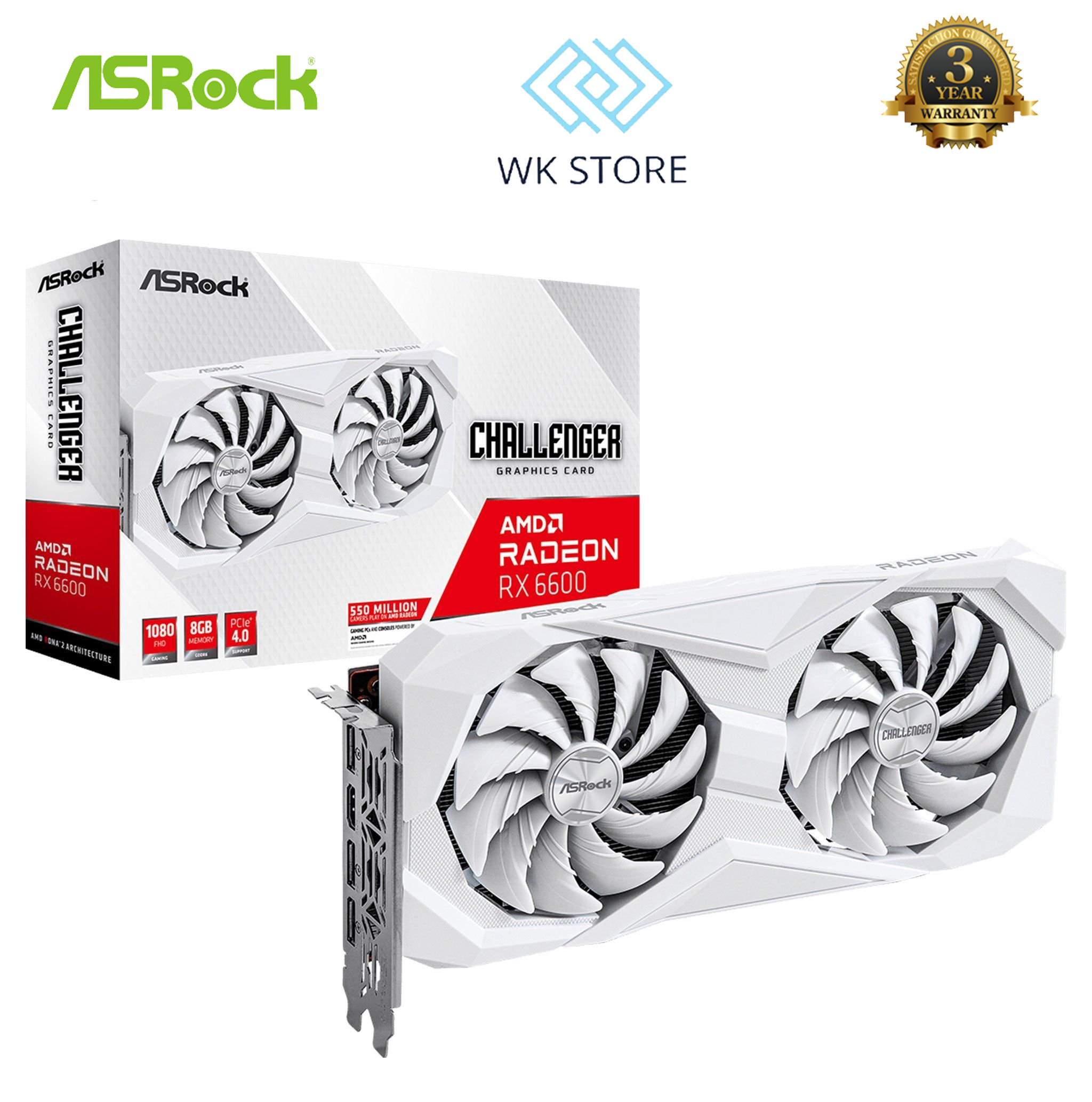 VGA ASRock AMD Radeon RX 6600 Challenger White 8GB