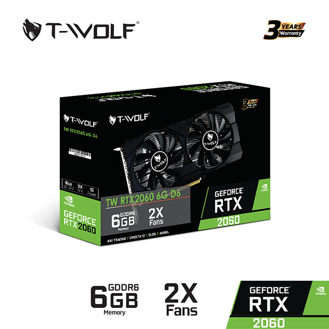 VGA T-Wolf RTX 2060 6GB GDDR6 | HDMI, DVI, DP