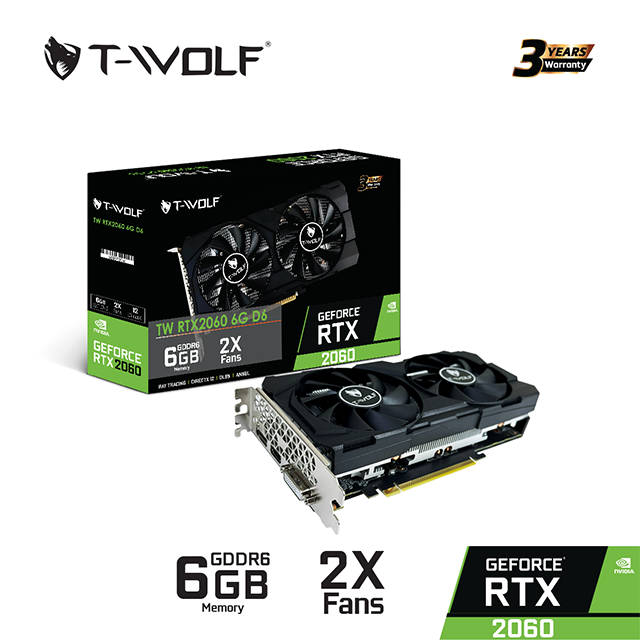 VGA T-Wolf RTX 2060 6GB GDDR6 | HDMI, DVI, DP