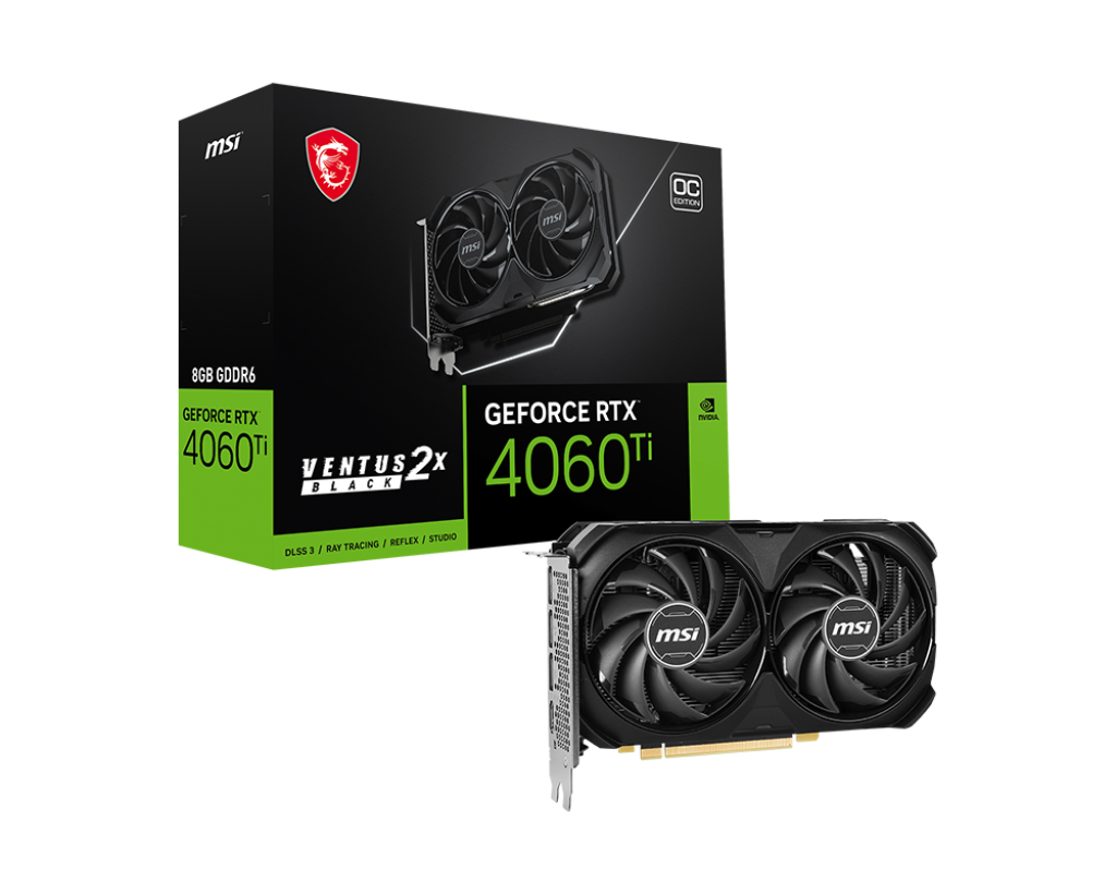 VGA MSI GeForce RTX™ 4060 Ti 8G VENTUS 2X BLACK E1 OC