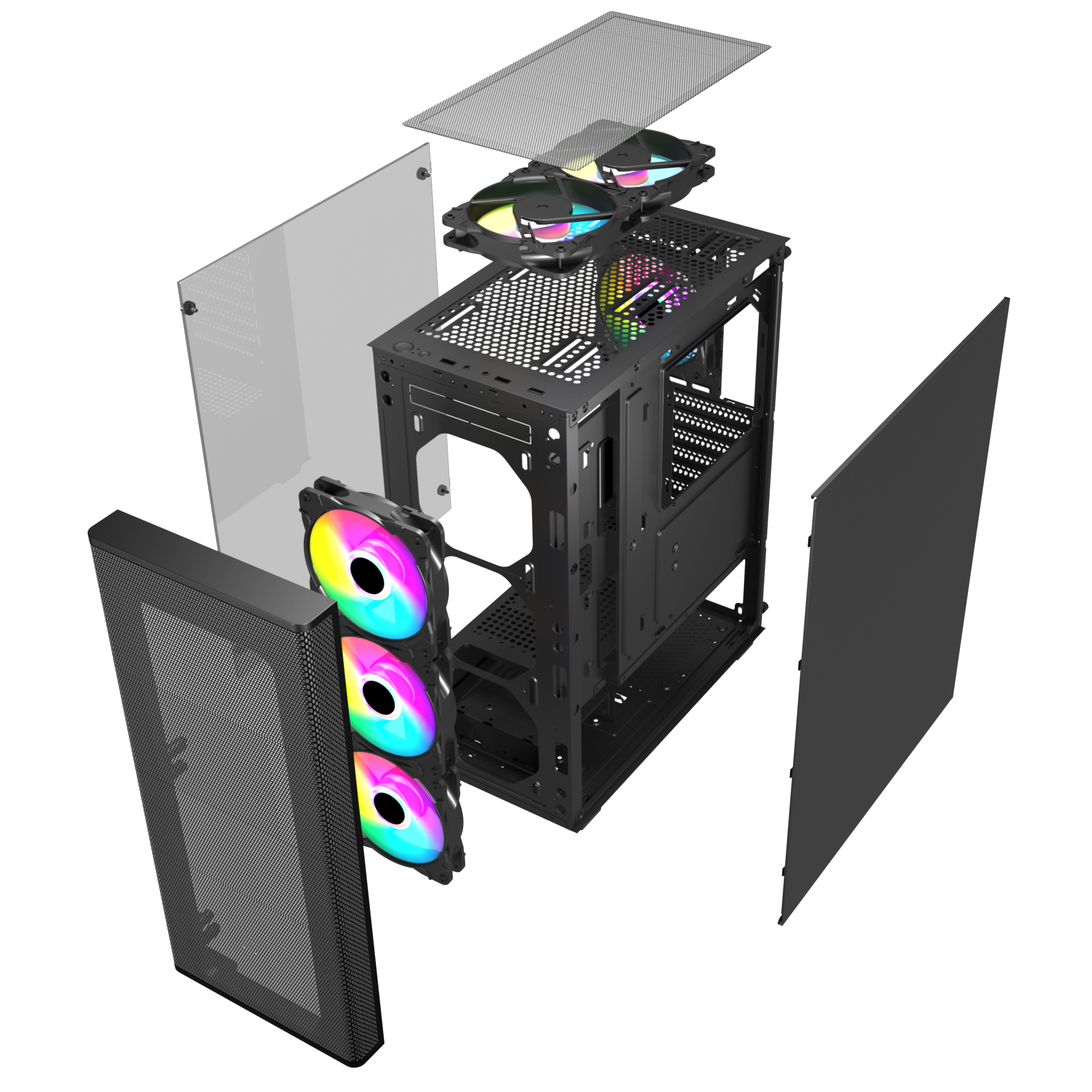 Vỏ Case máy tính MIK AION 3FA Black / White ATX Kèm 3 Fan ARGB Sync