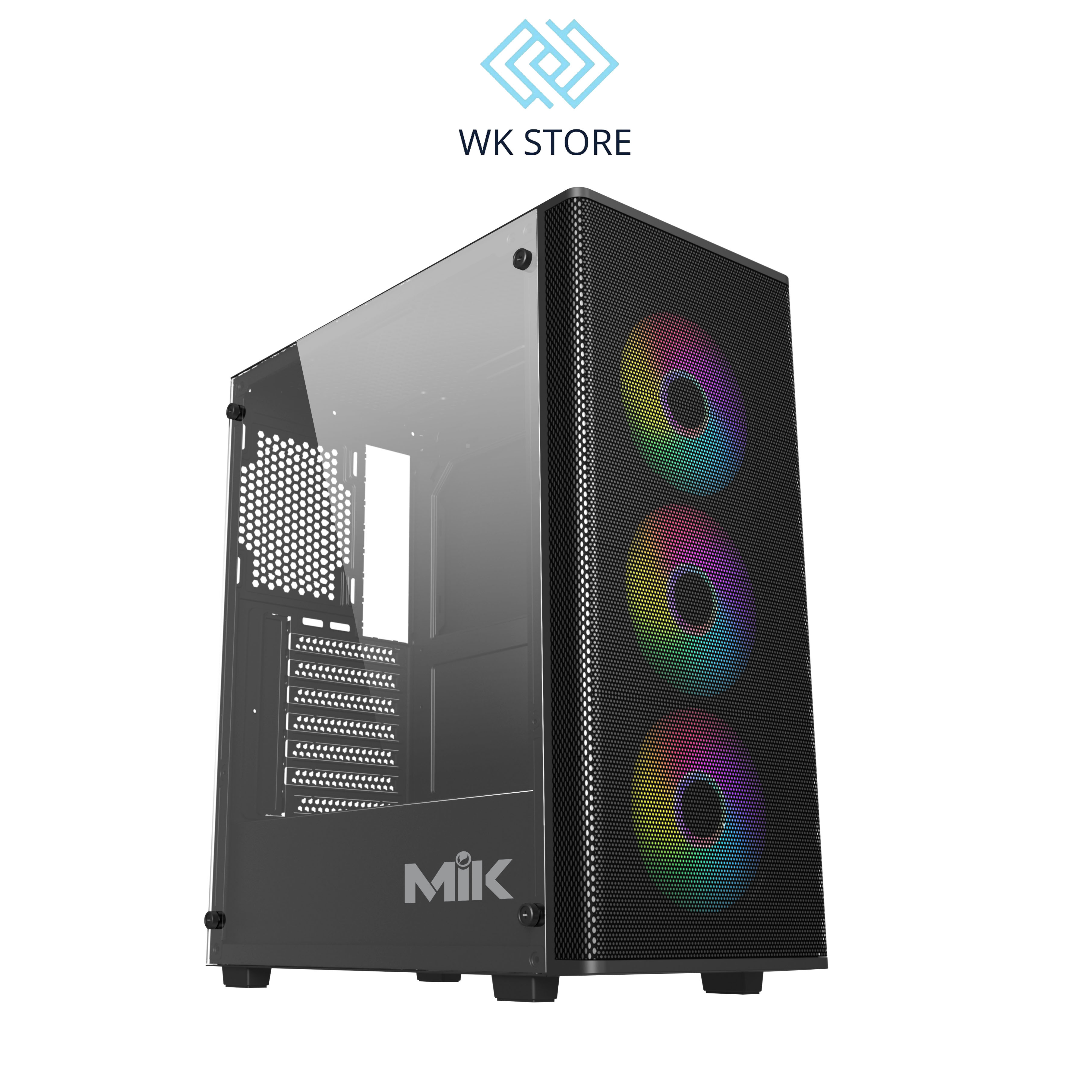 Vỏ Case máy tính MIK AION 3FA Black / White ATX Kèm 3 Fan ARGB Sync