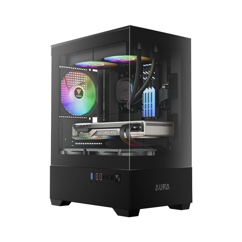 Vỏ Case Gamdias AURA GC9M Elite ARGB Black | Kèm 3 Fan ARGB
