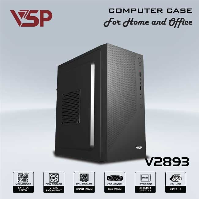 Vỏ Case Văn Phòng VSP V2893 M-ATX/I-ATX