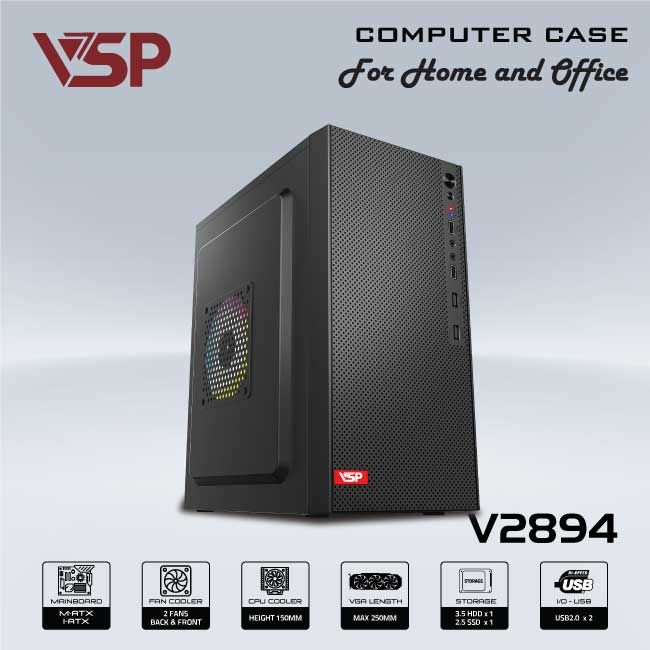 Vỏ Case Văn Phòng VSP V2894 M-ATX/I-ATX